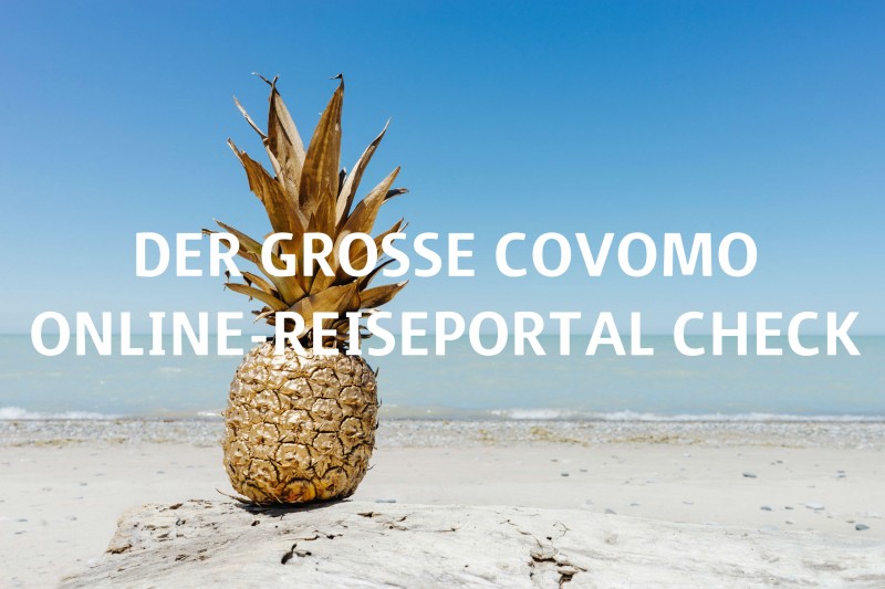 Goldene Ananas am Strand "Der große Covomo Online-Reiseportal Check"